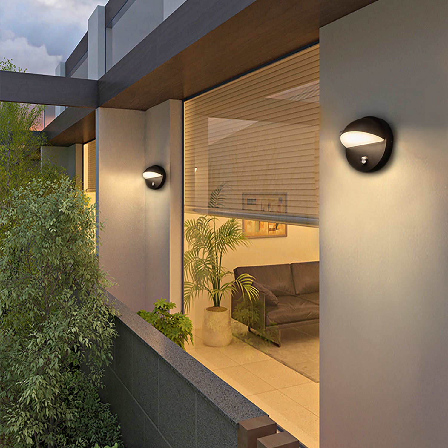 FLORNIA Gray Outdoor LED Wall Light with Motion Sensor External Garden