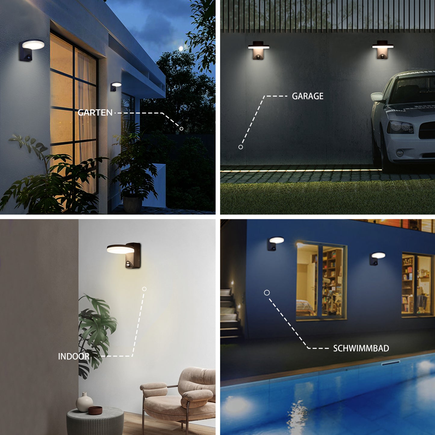 FLORNIA Outside Light with Motion Sensor  Aluminum External Weatherproof lamp for House （800LM 12W 4000K IP44）™